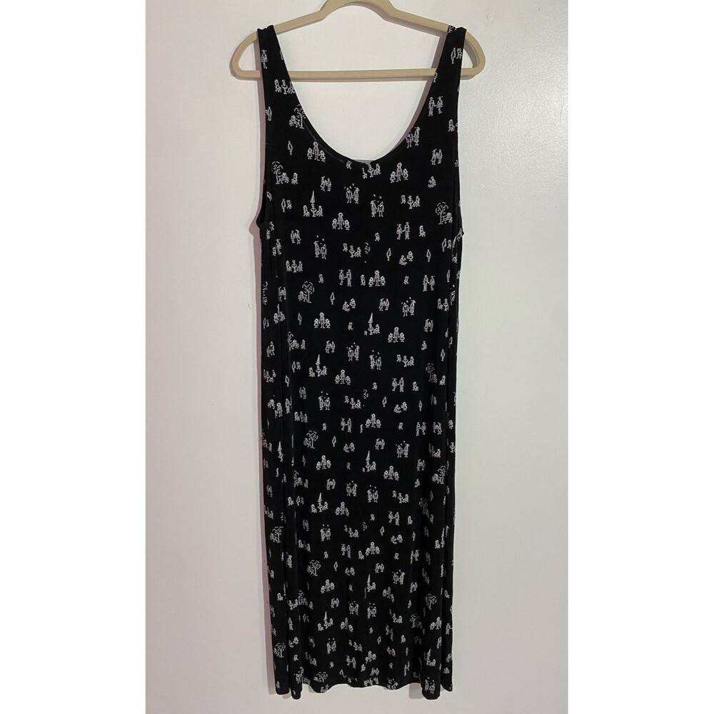 Carole Little Dress 16 Black Maxi Artsy Vacation Y2K Travel Cruise Resort USA - Picture 2 of 10